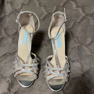 Betsey Johnson Silver Strappy Heels